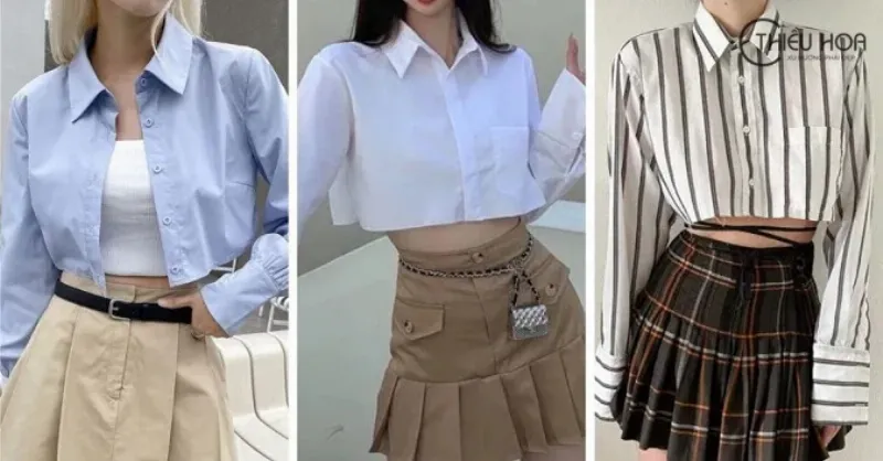 Mẫu áo croptop tay bồng màu pastel cho người mập, phối đồ trẻ trung nữ tính